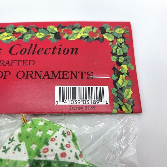 Vintage Fabric Plush Christmas Tree Ornaments Lollipop Style Patchwork Primitive - Picture 5 of 10